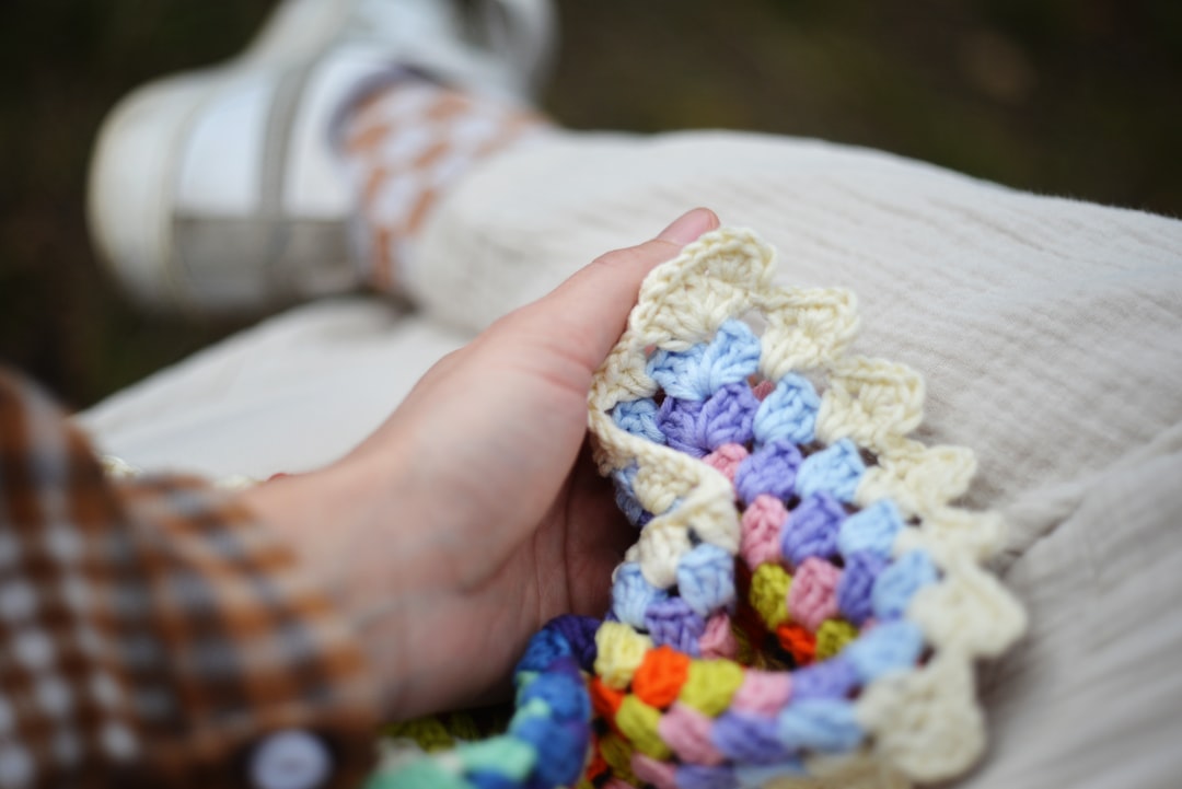 Soft handmade crochet blanket and yarn