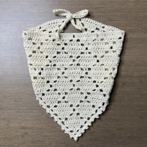 Cream diamond lace crochet bandana with ties