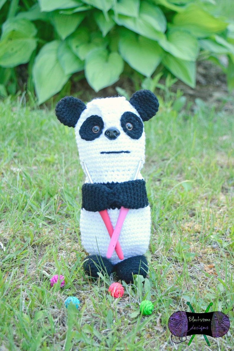 Panda Pencil Holder Pouch crochet pattern listing photo by BlackstoneDesigns