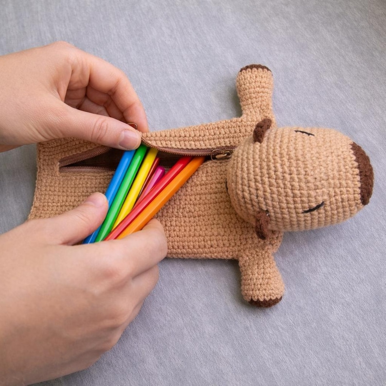 Puppy Amigurumi Zipper Case crochet pattern listing photo by ArtcrocCo
