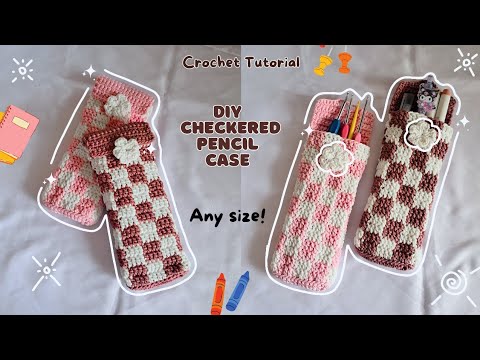 Checkered Pencil Case with a Flap crochet design by from littlespot