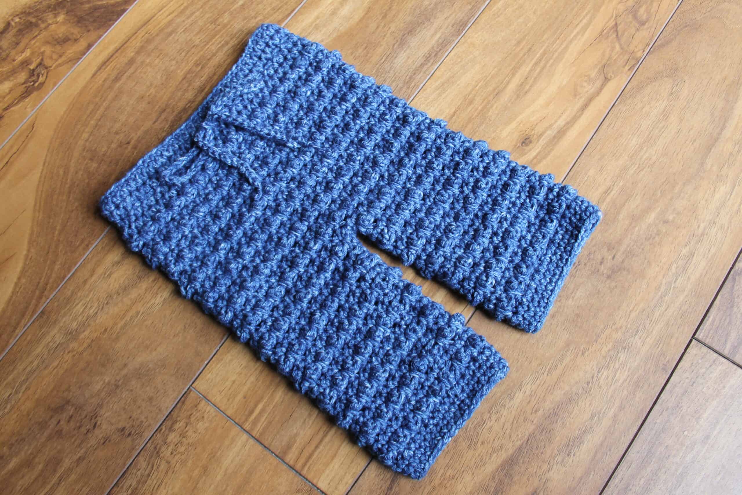 Blue Little Textures crochet baby pants by Two Brothers Blankets