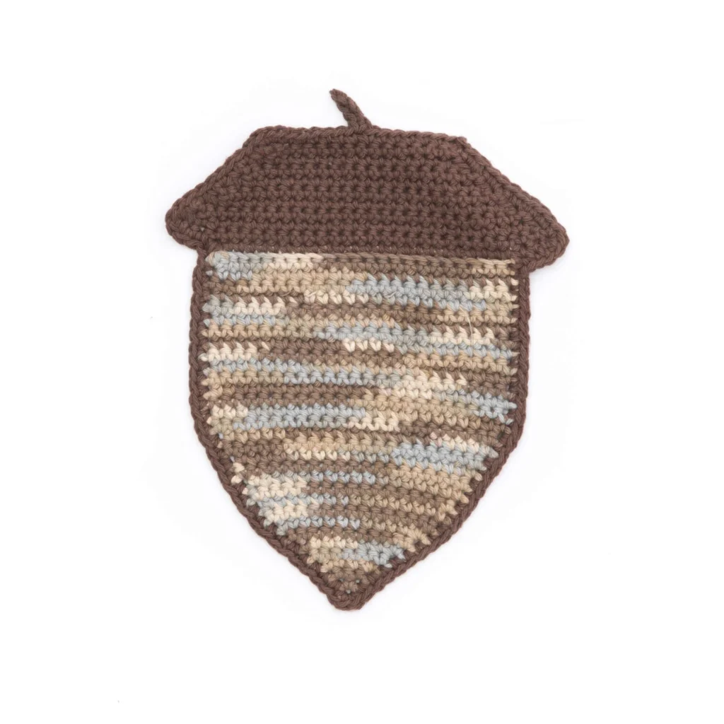 Knitted Acorn Dishcloth showcasing intricate pattern design