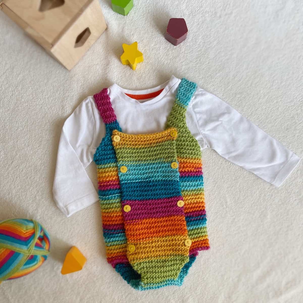 Rainbow Baby Romper crochet design by HanJan Crochet