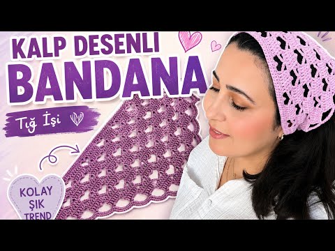 Heart Pattern Bandana Video Tutorial crochet design by Şifalı Tasarımlar