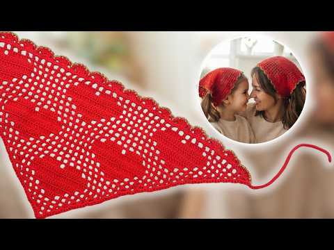 Versatile Heart Motif Bandana crochet design by Atölye Masal