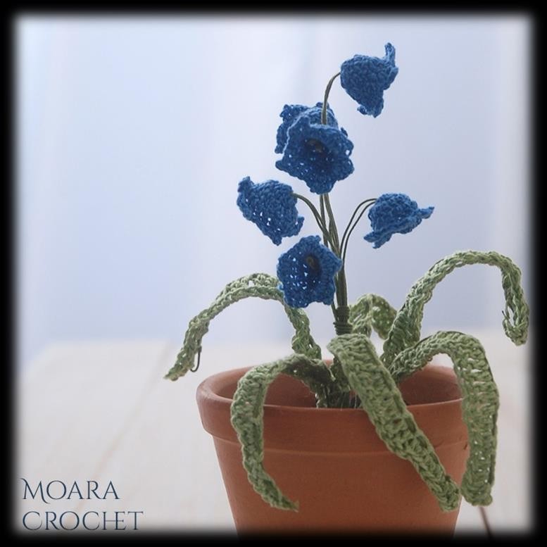 Finished crochet bluebell flowers