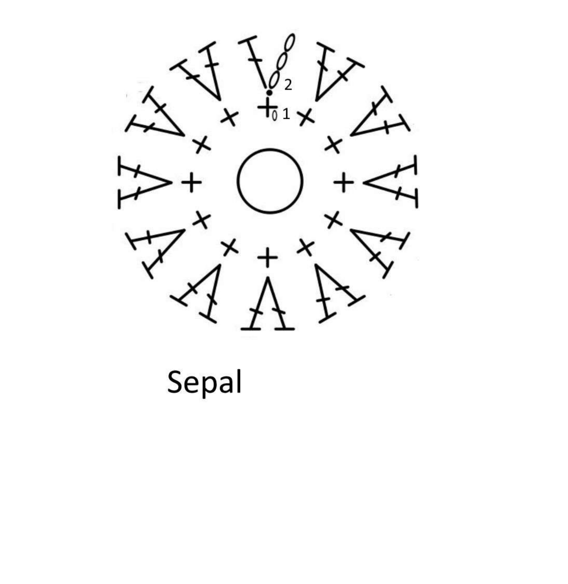 Original five-point sepal chart for the layered bouquet flower