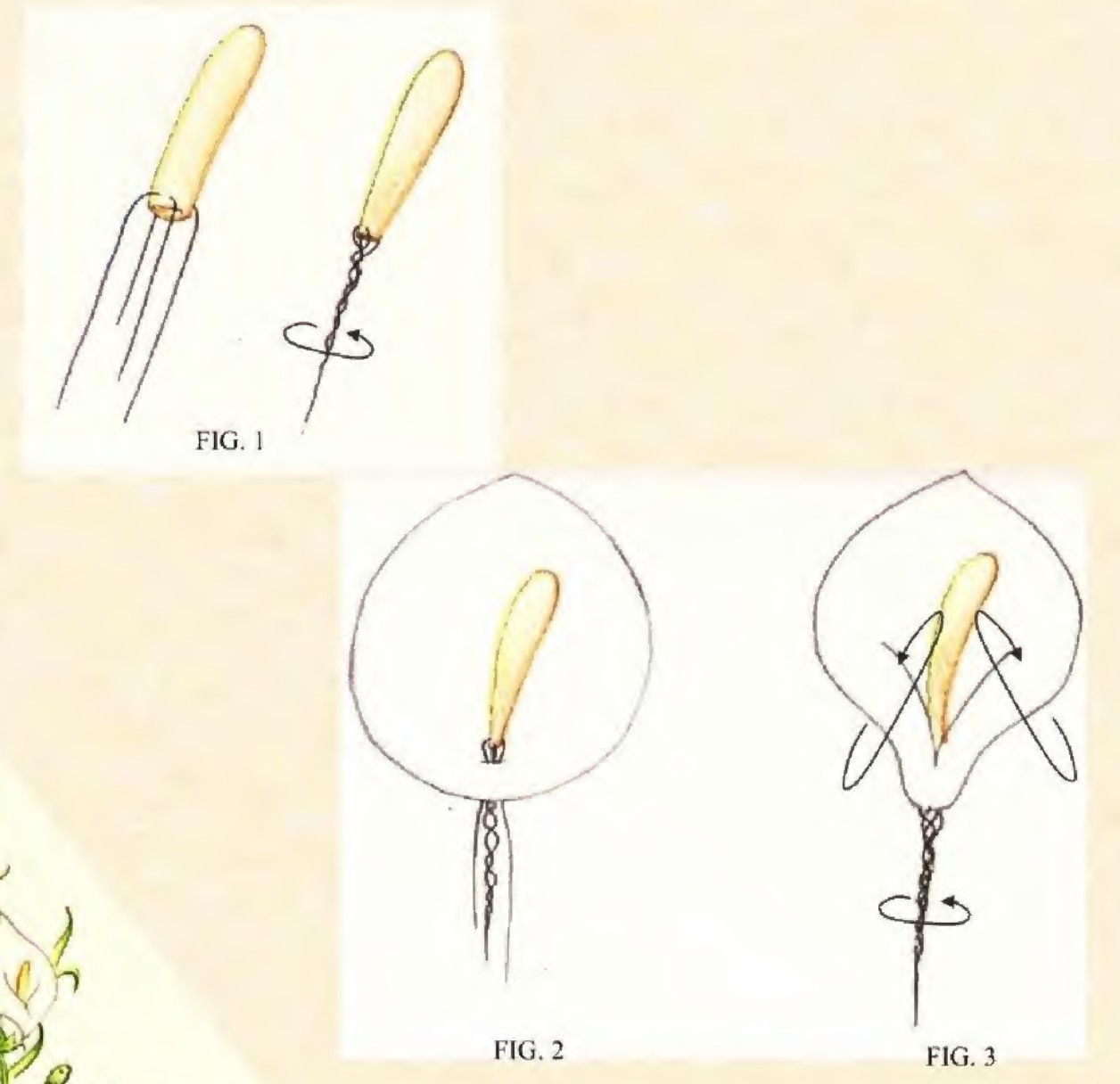Original assembly drawings for the crochet calla lily