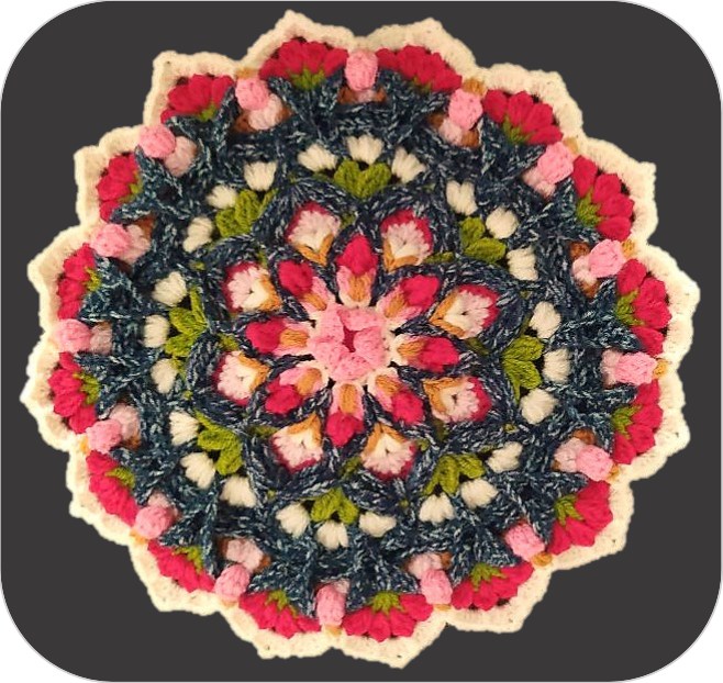 Floral fans before shaping the square corners