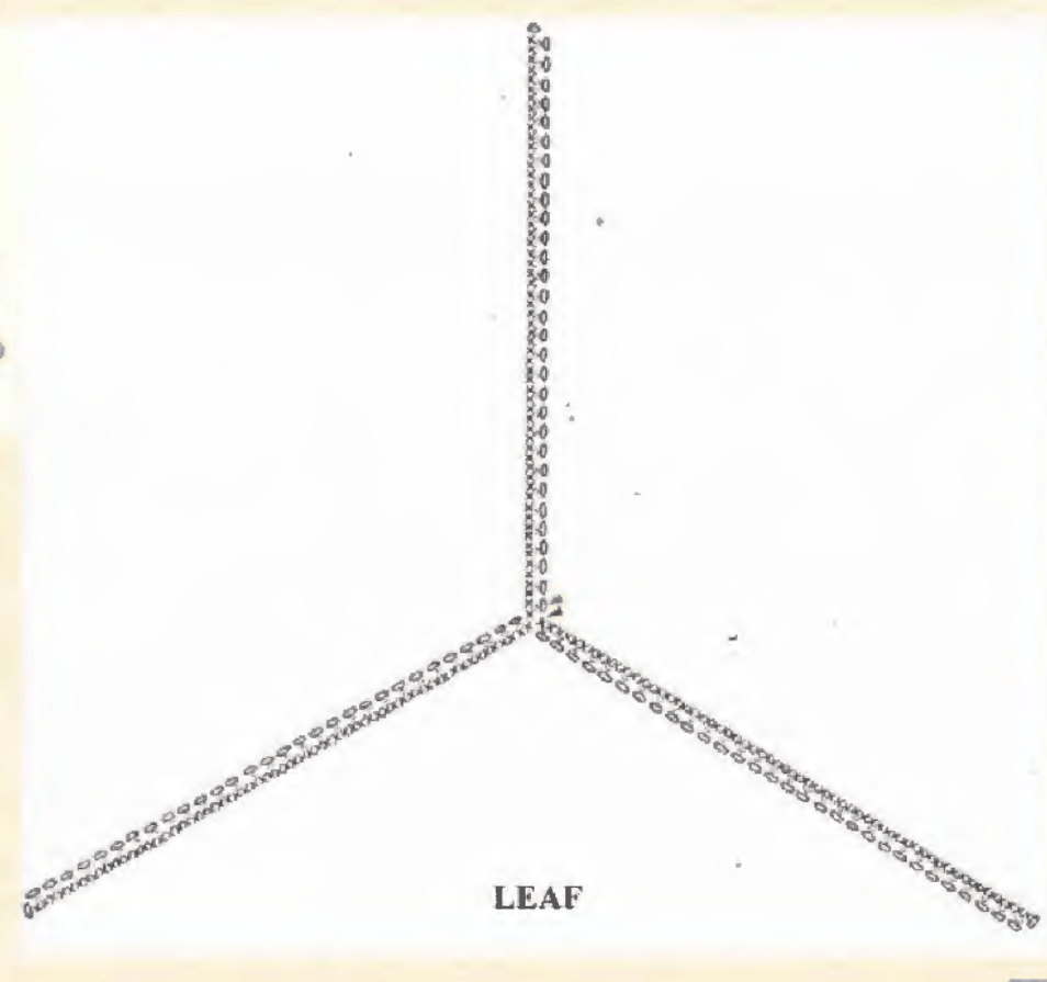 Original three-branch chart for crochet curly grass