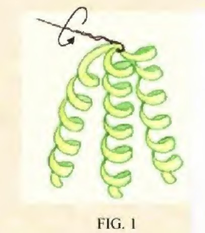 Original wire attachment drawing for three curly crochet branches