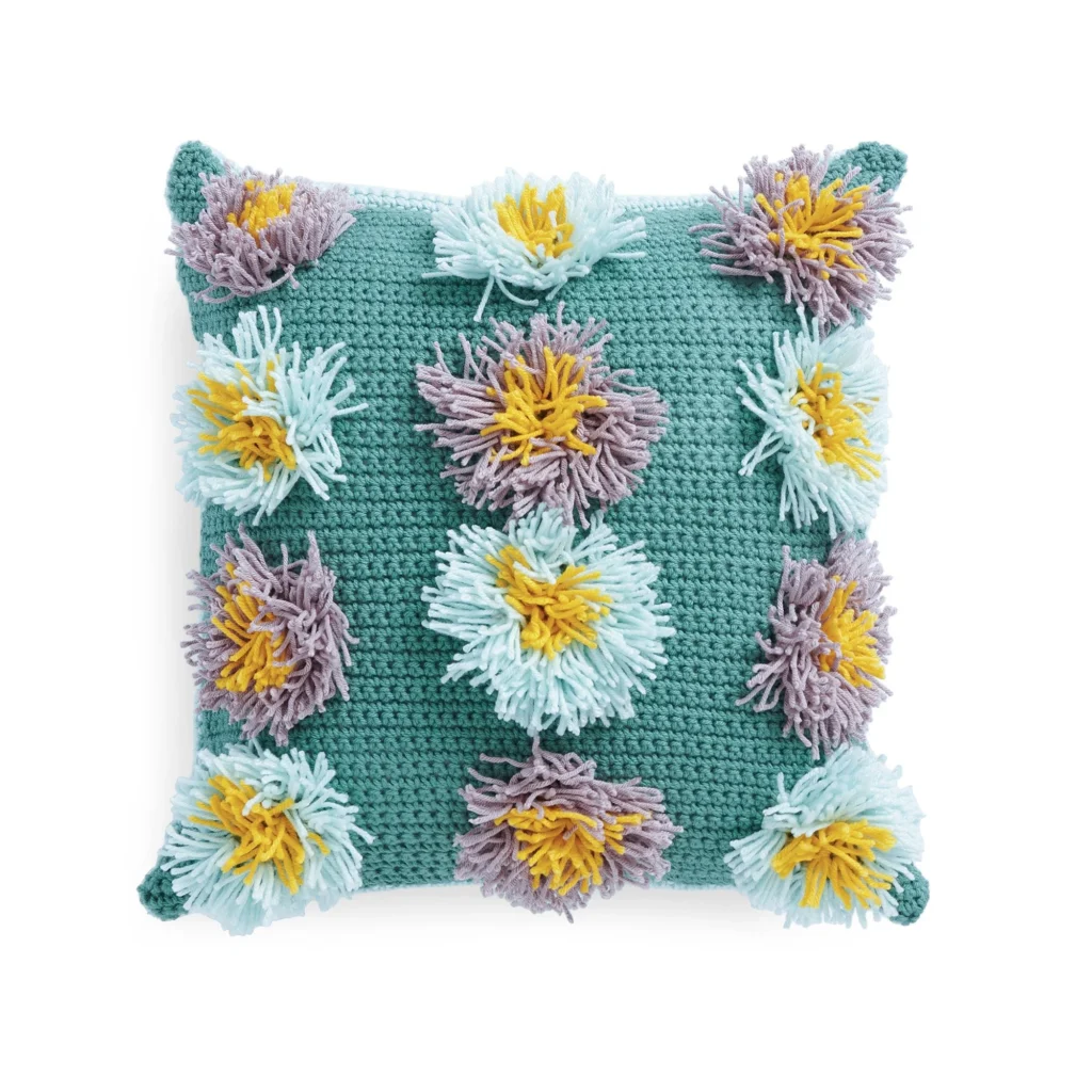 Crochet Abstract Garden Puffs Pillow Pattern for Cozy Home Decor