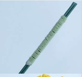 Reinforced flower stems prepared for attaching the crochet sunflower