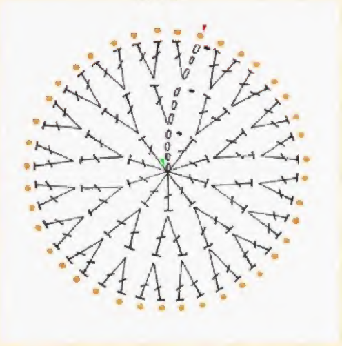 Original stitch chart for a round crochet rosebud petal