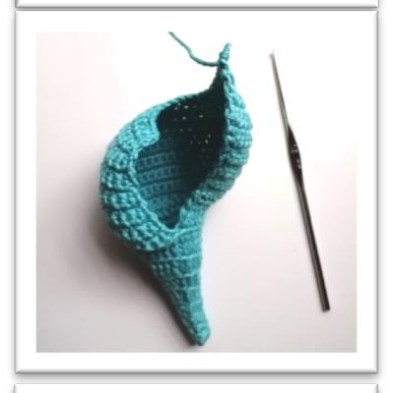 Crochet seashell opening taking shape through short rows