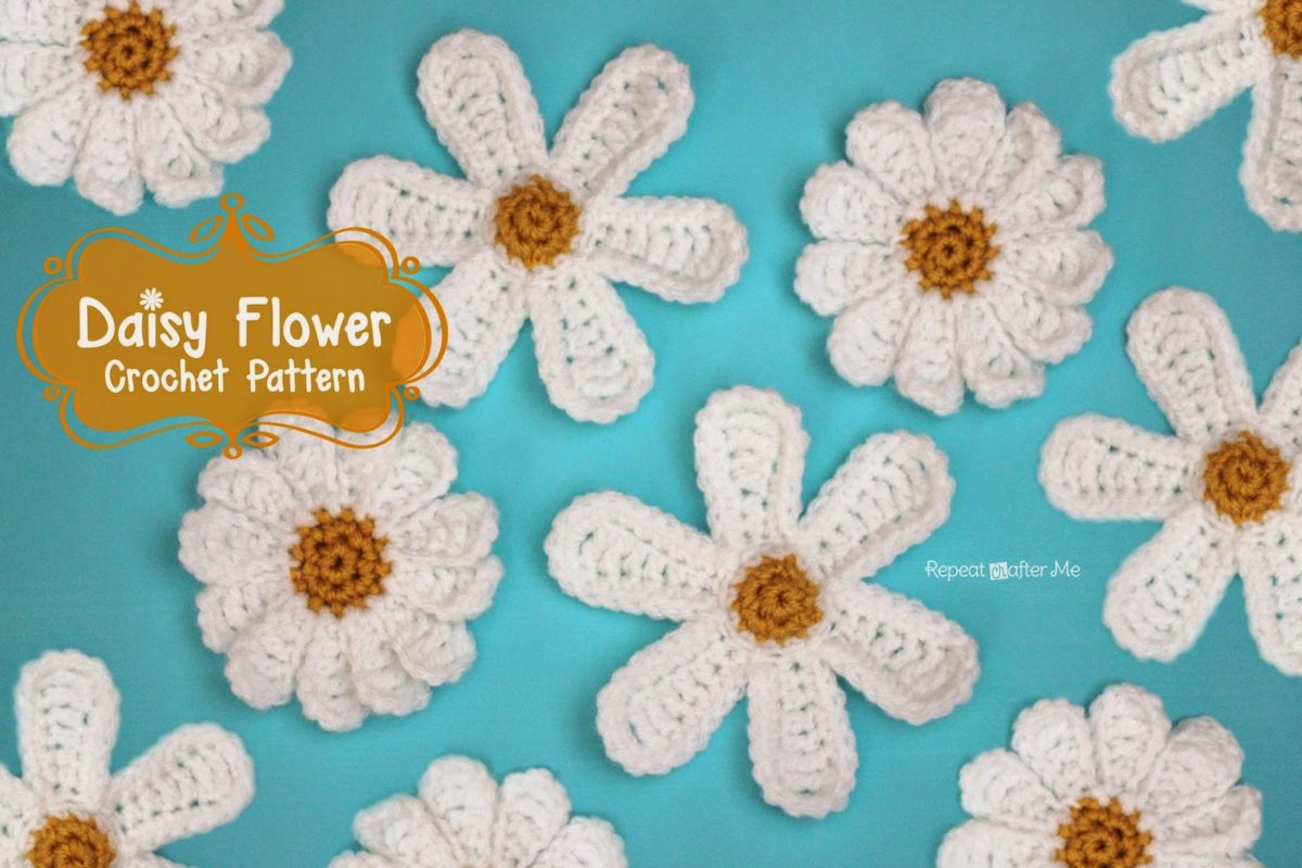 Six- and Twelve-Petal Daisies crochet design by Repeat Crafter Me