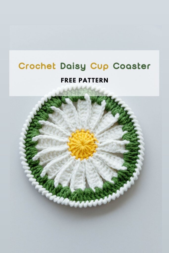 Daisy Coaster crochet design by Hookok