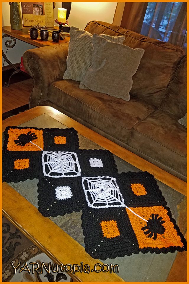 Halloween Motif Table Runner crochet design by Nadia Fuad / YARNutopia