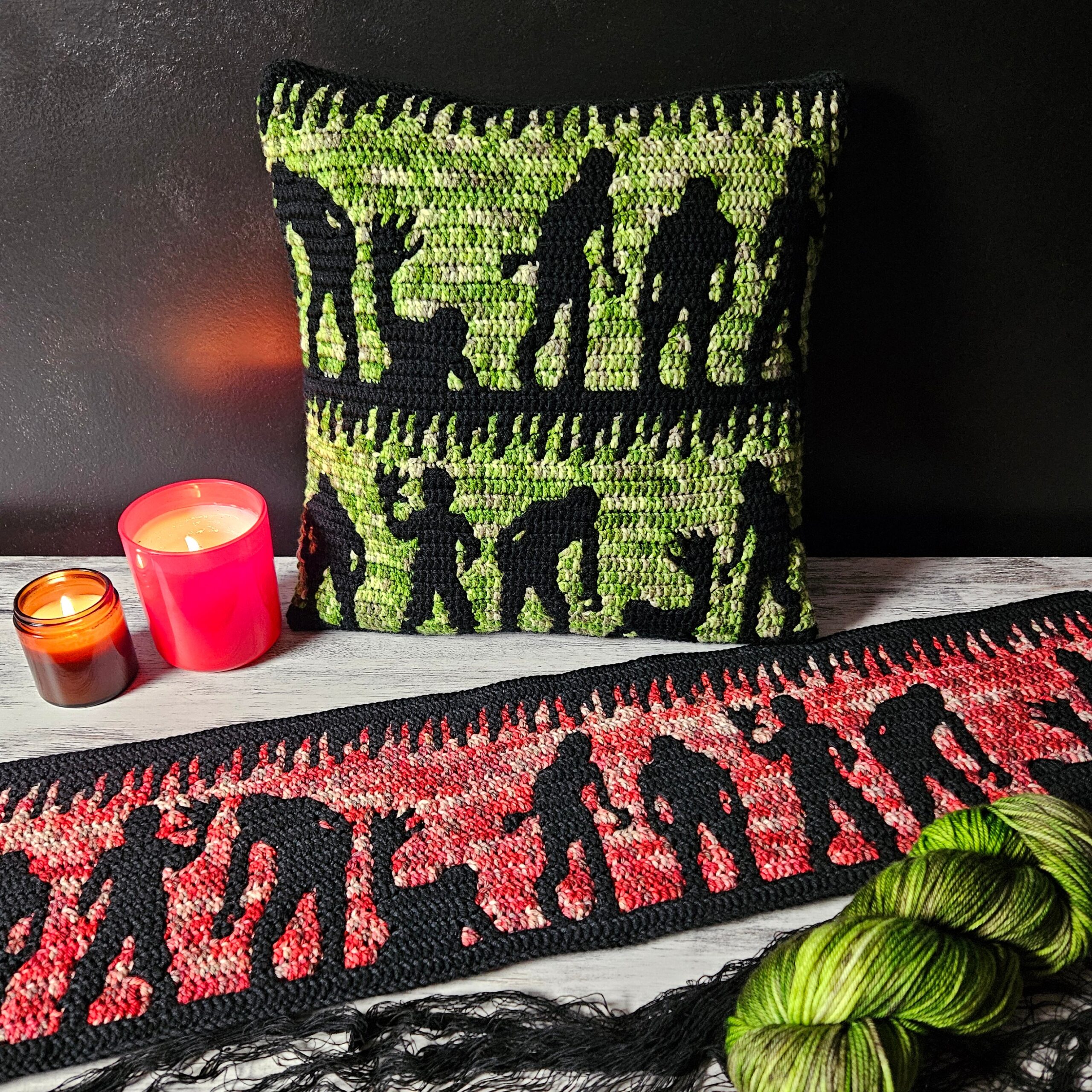 Zombie Mob Mosaic Table Runner crochet design by Alexis Sixel / Sixel Design