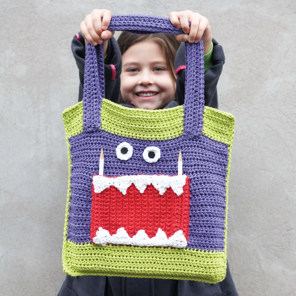 Monster Ate My Homework tote pattern design illustration