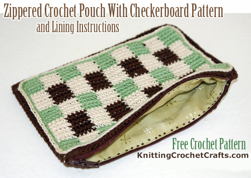 Three-Color Checkerboard Zipper Pouch crochet design by Amy Solovay / Knitting, Crochet and Crafts