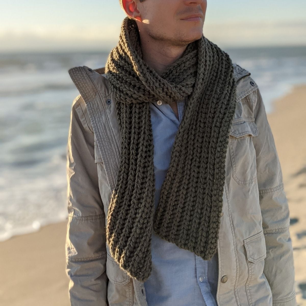Chunky Ribbed Men’s Scarf crochet design by Jewels and Jones