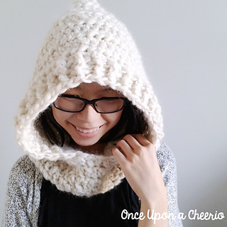Through Thick and Thin Hooded Scarf crochet design by Juli Anne / Once Upon a Cheerio